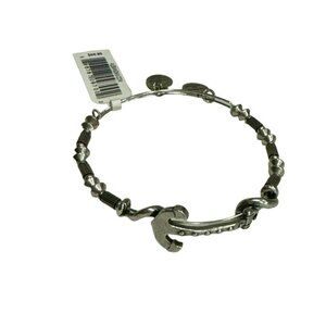 Alex and Ani Anchors Away Expandable Bangle Bracelet Silver Nautical Beaded New